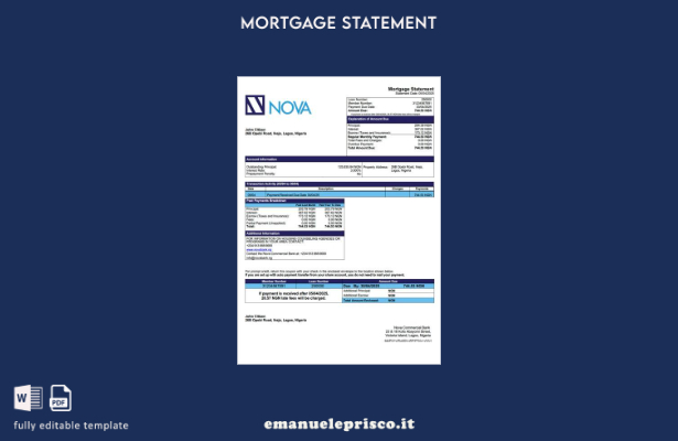 stile verificato Estratto conto ipotecario della Nigeria Nova Commercial Bank Mo